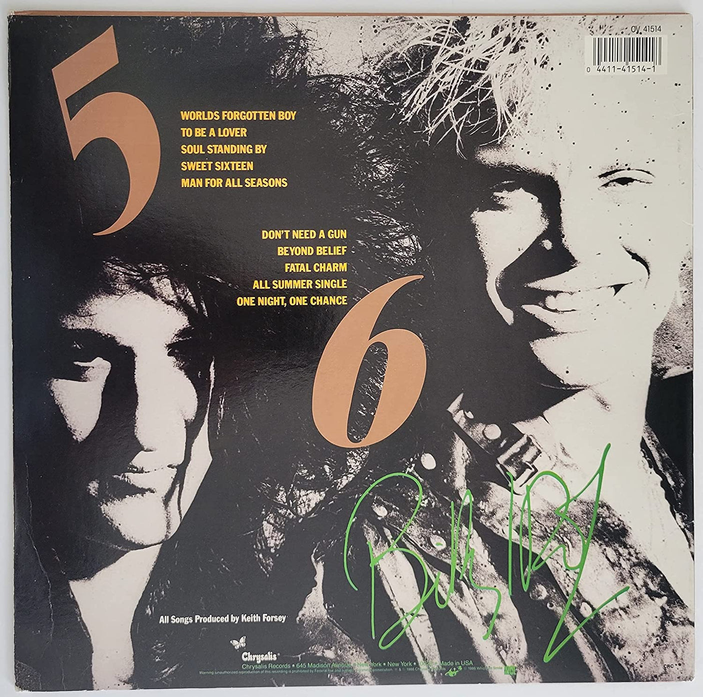 Billy Idol Steve Stevens signed Whiplash Smile album vinyl COA proof autographed STAR