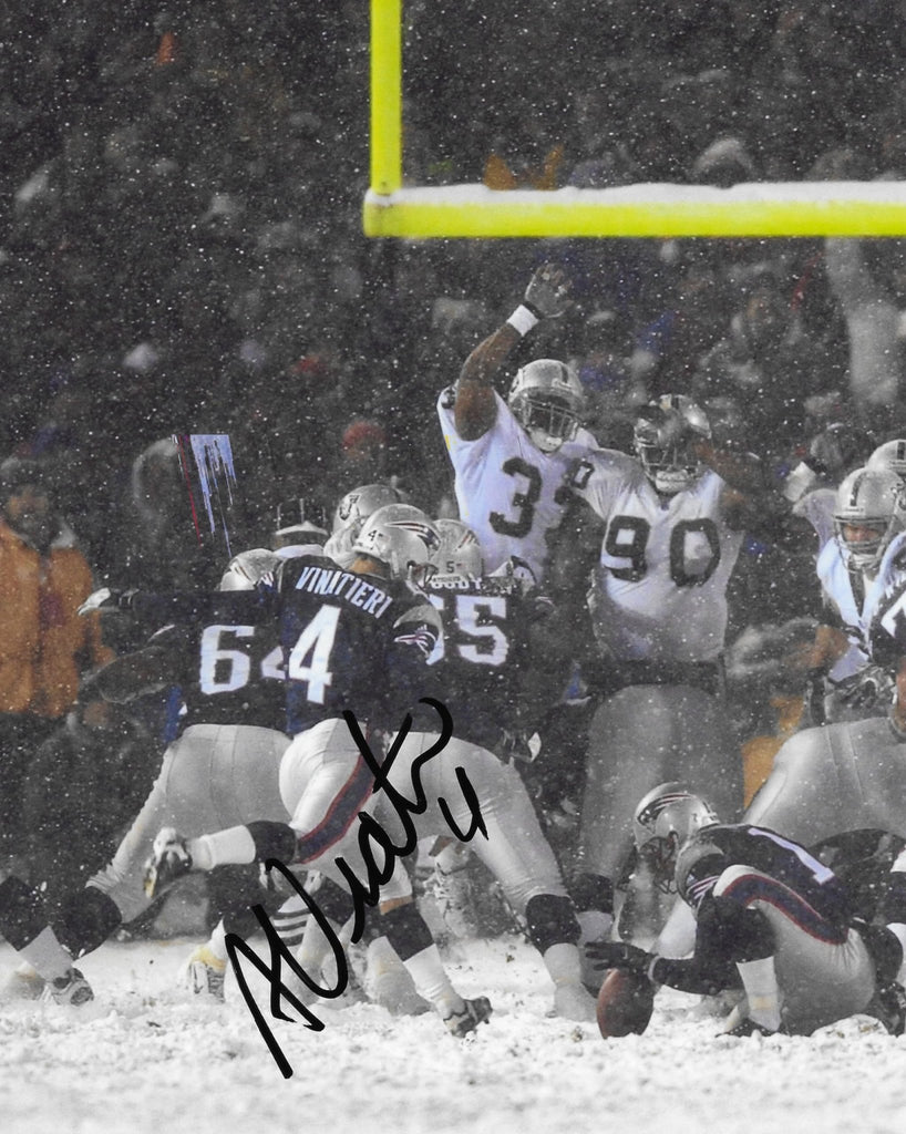 Adam Vinatieri signed New England Patriots football 8x10 photo Proof COA autographed