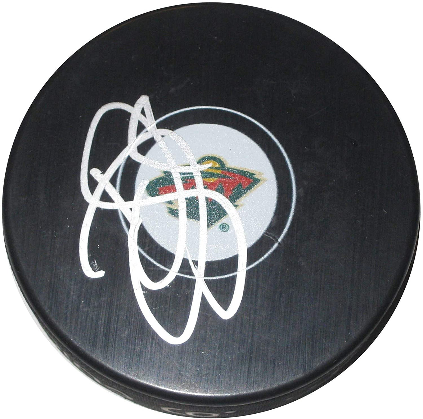 Devan Dubnyk signed Minnesota Wild logo Hockey puck proof Beckett COA autographed