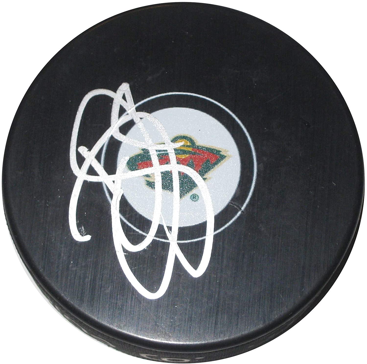 Devan Dubnyk signed Minnesota Wild logo Hockey puck proof Beckett COA autographed