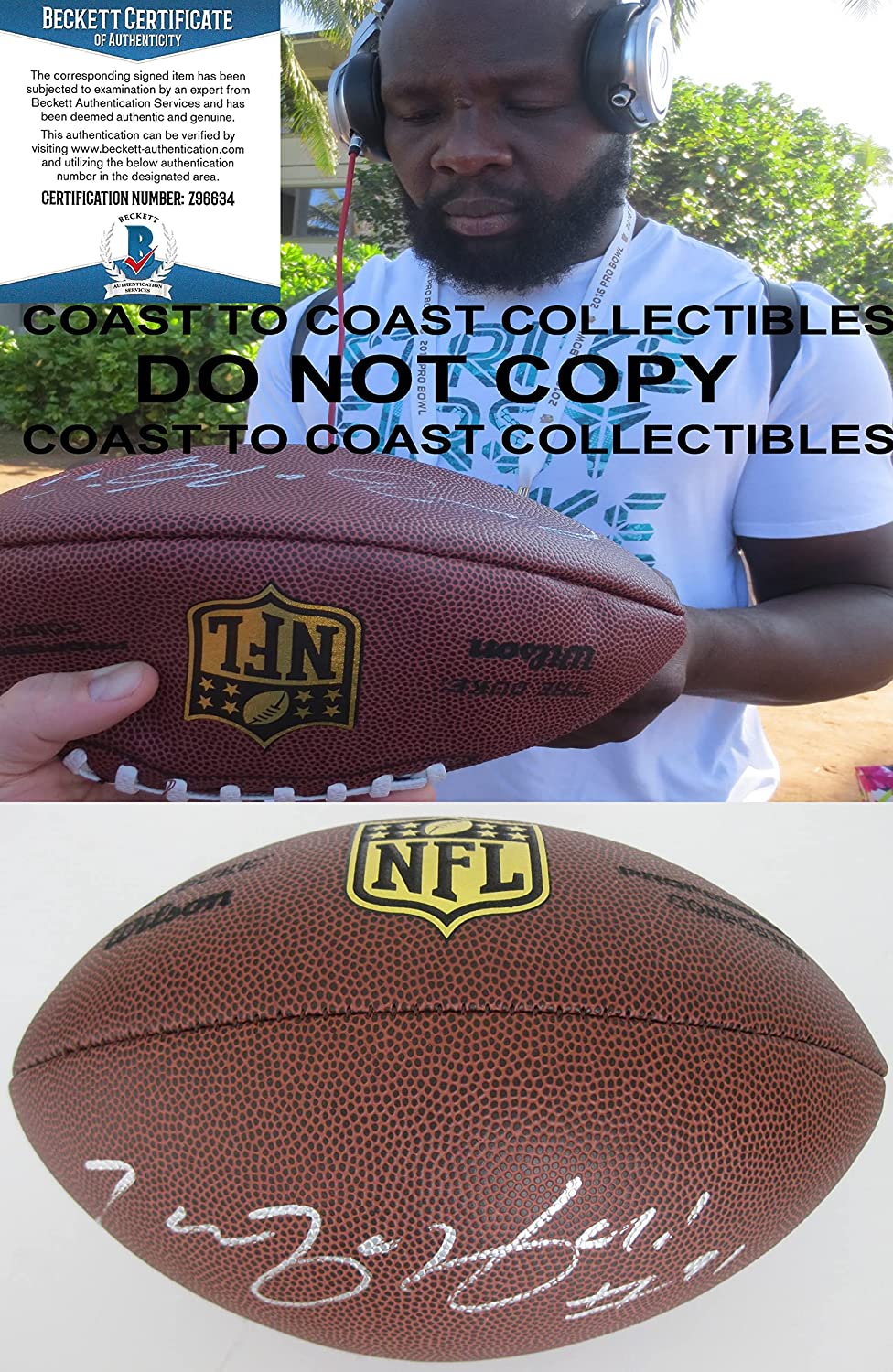 Tamba Hali Kansas City Chiefs Penn State signed Duke football proof Beckett COA autograph