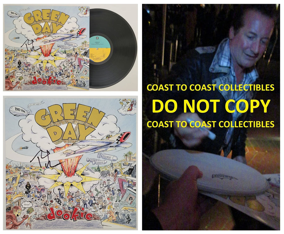 Tre Cool signed Green Day Dookie album vinyl record COA exact