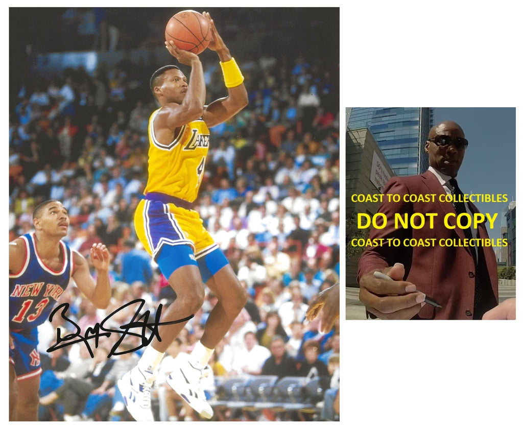 Byron Scott signed Los Angeles Lakers basketball 8x10 photo Proof COA autographed.