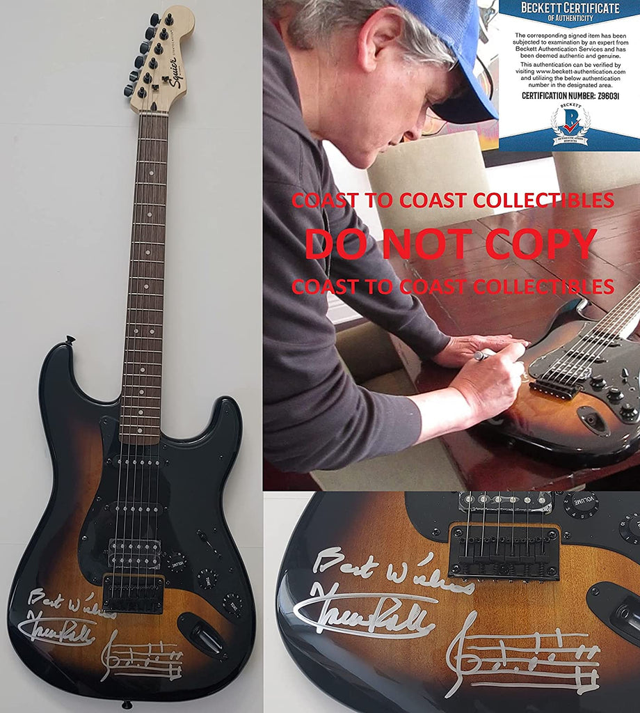 Trevor Rabin Yes signed Fender Squier guitar exact Proof Beckett COA star autograph