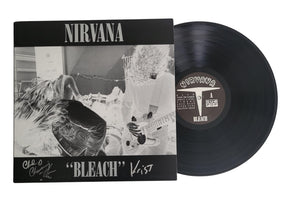 Krist Novoselic Chad Channing signed Nirvana Bleach album vinyl proof Beckett COA STAR