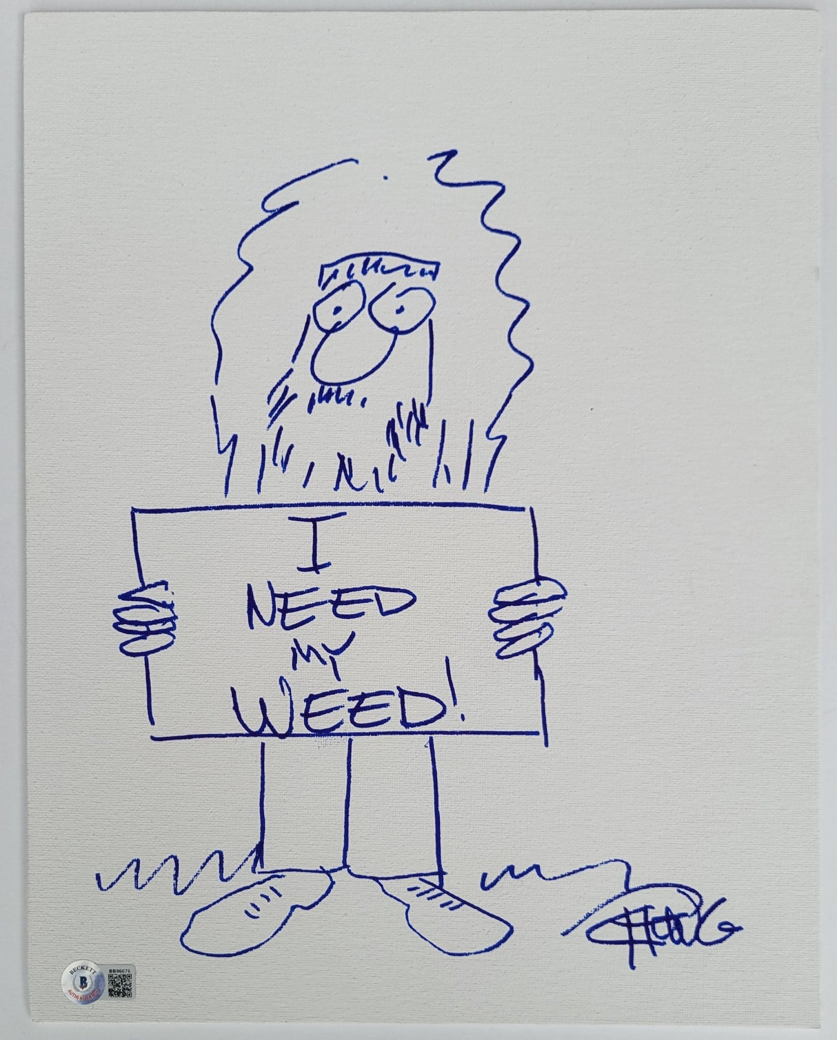 Tommy Chong signed 11x14 Original Hand Drawn sketch exact Proof Beckett COA STAR