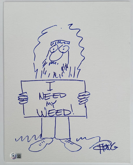 Tommy Chong signed 11x14 Original Hand Drawn sketch exact Proof Beckett COA STAR