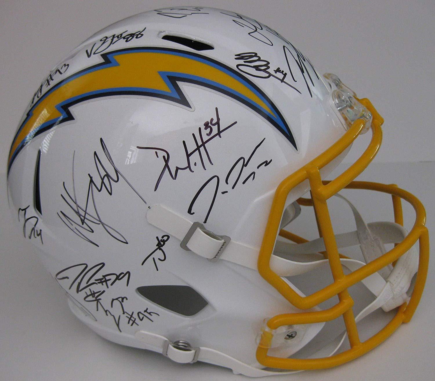 2019 Los Angeles Chargers, LA Chargers team signed autographed, full size football speed helmet, COA, proof photos