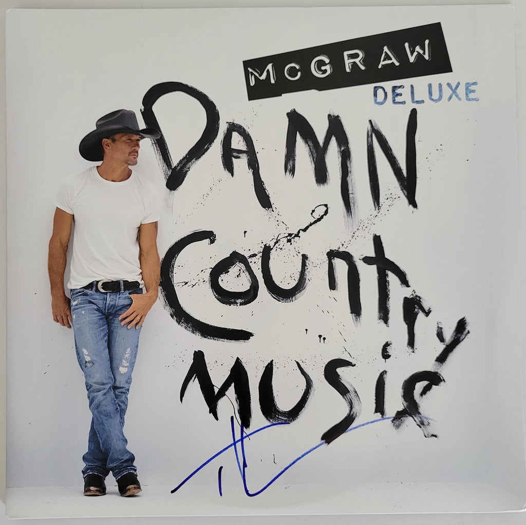 Tim McGraw signed Damn Country Music album vinyl record proof COA autographed Star