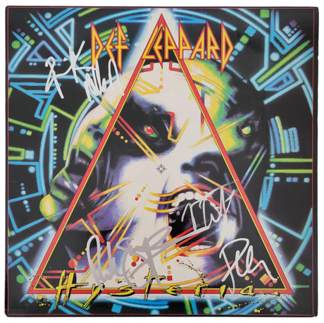 Def Leppard signed Hysteria album COA exact proof Elliott,Allen,Collen,Savage Vinyl record STAR