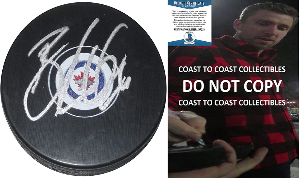 Blake Wheeler signed Winnipeg Jets logo Hockey Puck proof Beckett COA autographed