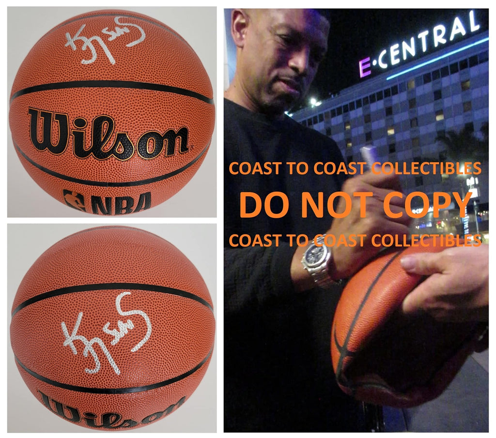 Kevin Johnson Phoenix Suns signed NBA basketball exact proof COA autograped