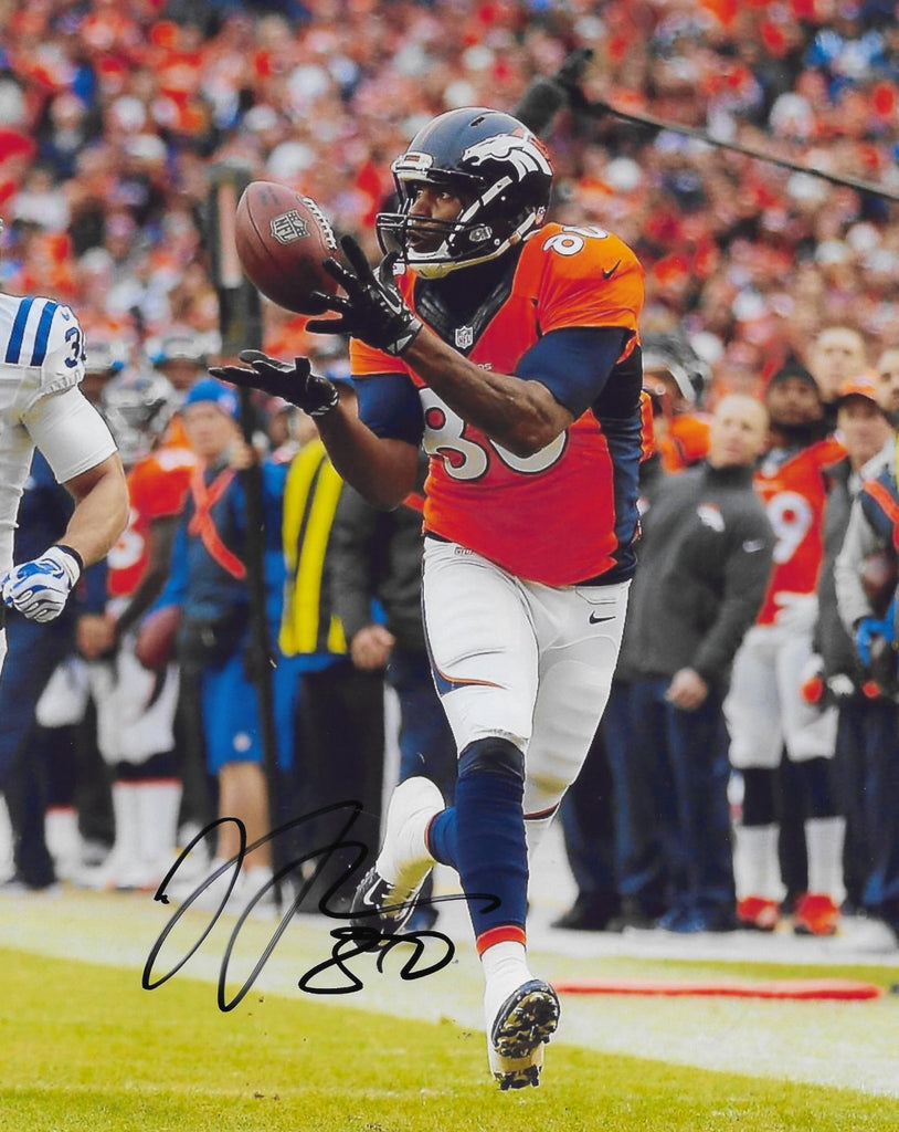 Julius Thomas signed Denver Broncos football 8x10 photo Proof COA autographed..