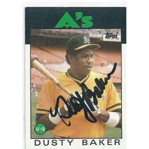 1986, Dusty Baker, Oakland A's, Signed, Autographed, Topps Baseball Card, Card # 645,