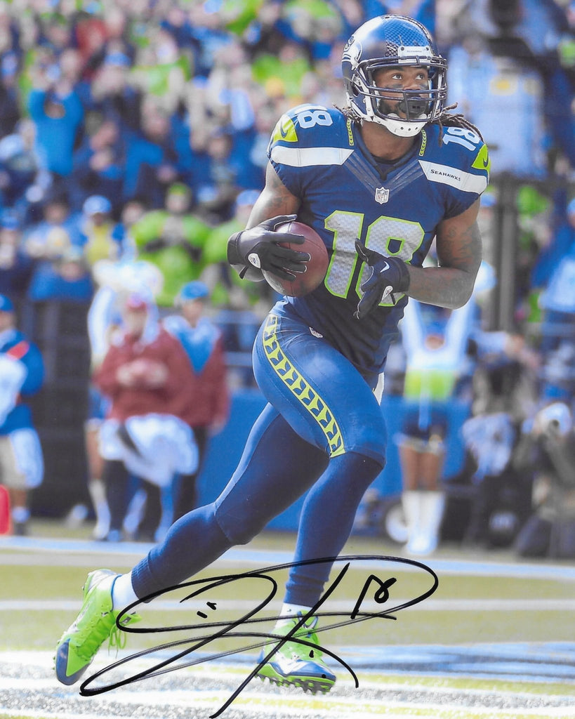 Sidney Rice signed Seattle Seahawks football 8x10 photo COA proof autographed