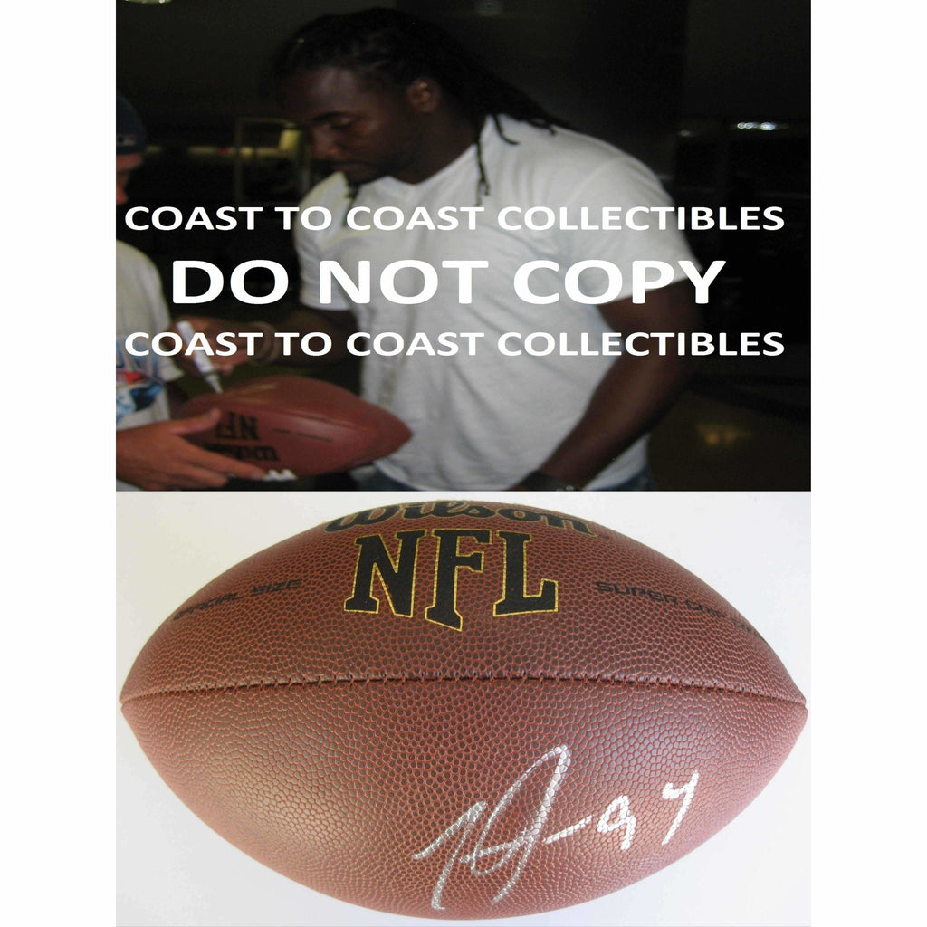 Tyson Jackson, Atlanta Falcons, Kansas City Chiefs, Lsu Tigers, Signed, Autographed, NFL Football, a COA with the Proof Photo of Tyson Signing Will Be Included