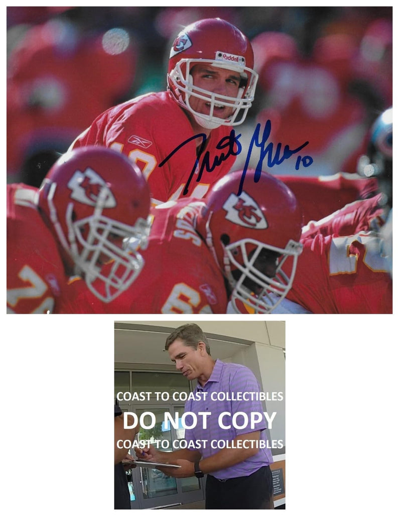 Trent Green signed Kansas City Chiefs football 8x10 photo COA proof autographed.