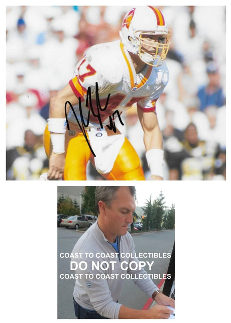 John Lynch signed Tampa Bay Buccaneers football 8x10 photo COA proof autographed,