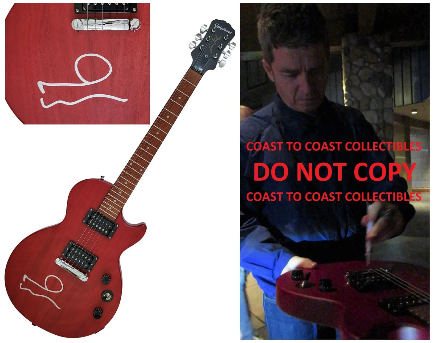 Noel Gallagher Oasis signed Epiphone Les Paul guitar exact proof COA autographed star