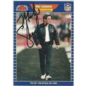 1989, Mike Shanahan, Oakland Raiders, Signed, Autographed, Pro Set Football Card, Card # 194,