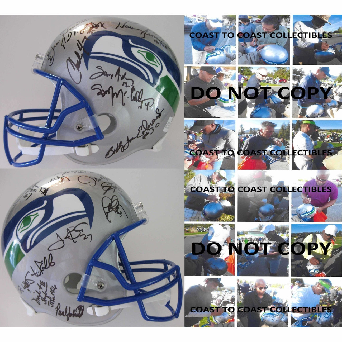 Seattle Seahawks, Legends, Signed, Autographed, Full Size Football Helmet, a Coa and the the Proof Photos of Seahawks Legends Signing Will Be Included.