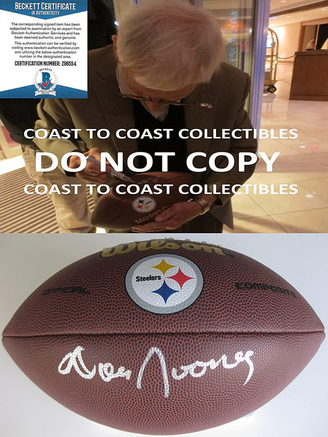 Dan Rooney signed Pittsburgh Steelers logo football proof Beckett COA autographed