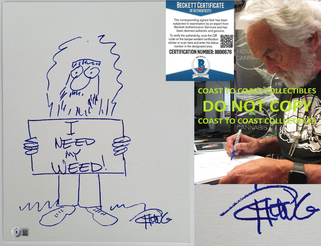 Tommy Chong signed 11x14 Original Hand Drawn sketch exact Proof Beckett COA STAR