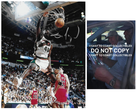 Shawn Kemp signed Seattle Supersonics Basketball 8x10 photo COA proof autographed