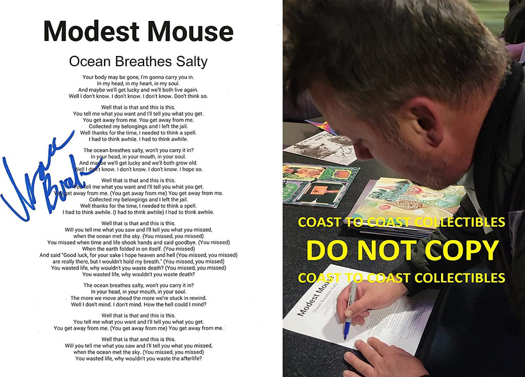 Isaac Brock signed Modest Mouse Ocean Breathes Salty Lyrics sheet COA Proof STAR