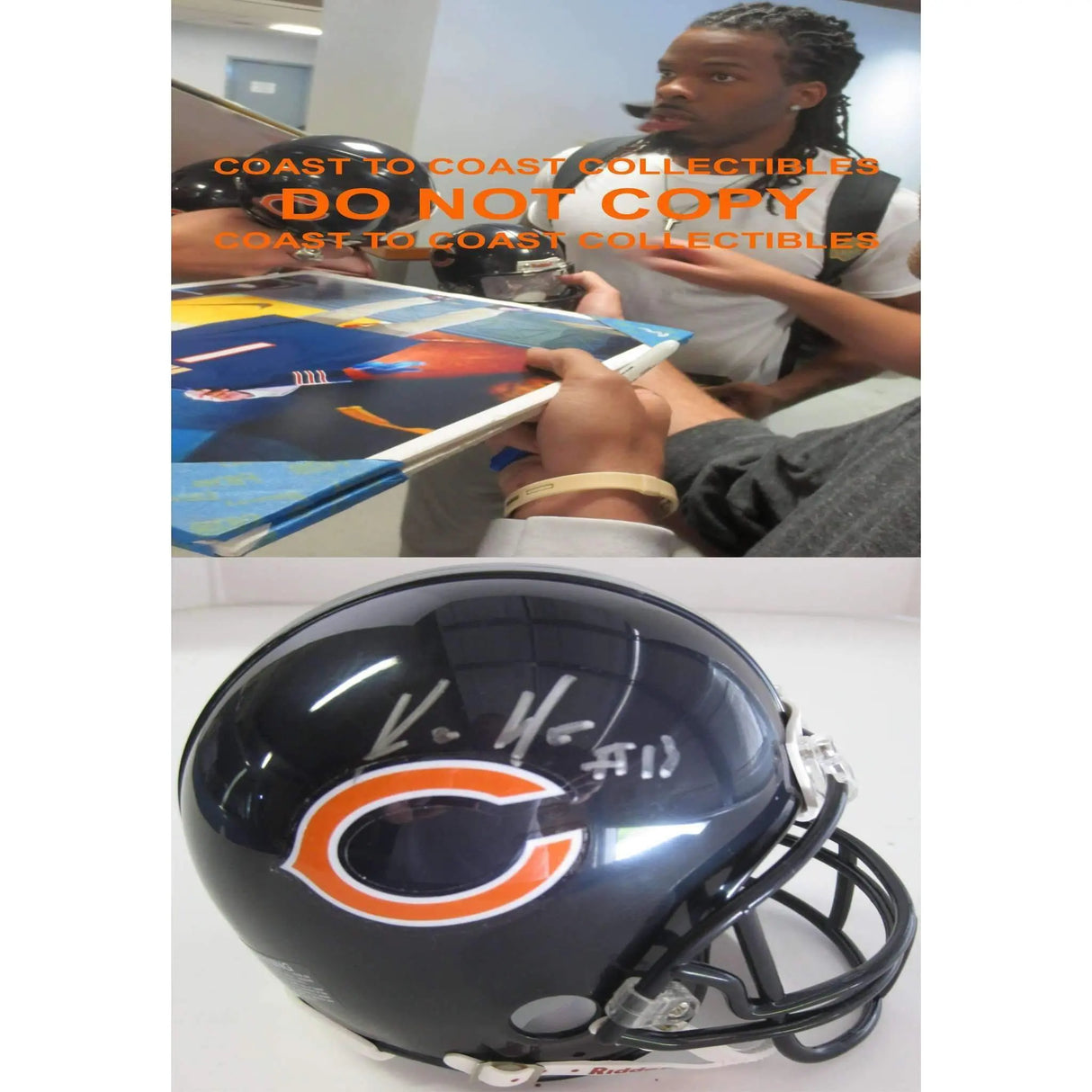 Kevin White Chicago Bears, Signed, Autographed, Mini Helmet, a COA with the Proof Photo of Kevin Signing Will Be Included