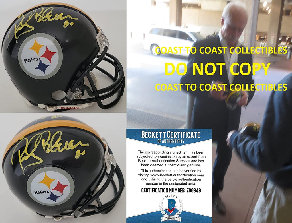Rocky Bleier signed Pittsburgh Steelers mini football helmet proof Beckett COA autographed