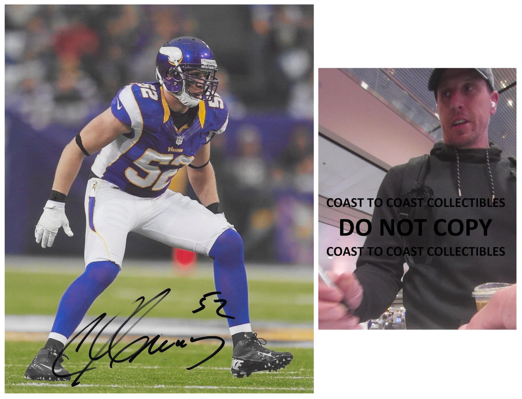 Chad Greenway Signed 8x10 Photo COA Proof Minnesota Vikings Football Autographed..