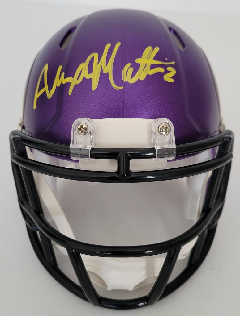 Alexander Mattison signed Minnesota Vikings mini football helmet proof COA autographed