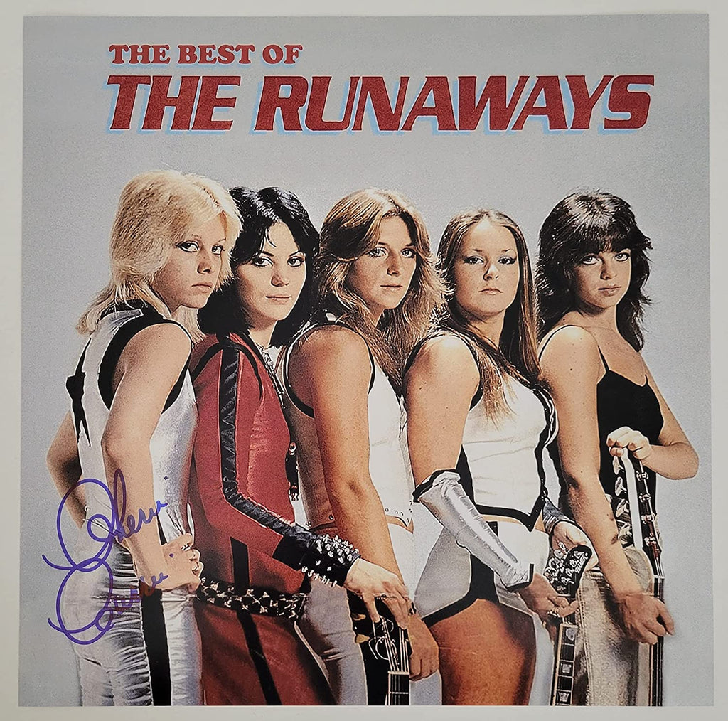 Cherie Currie signed The Best of The Runaways 12x12 album photo COA proof STAR