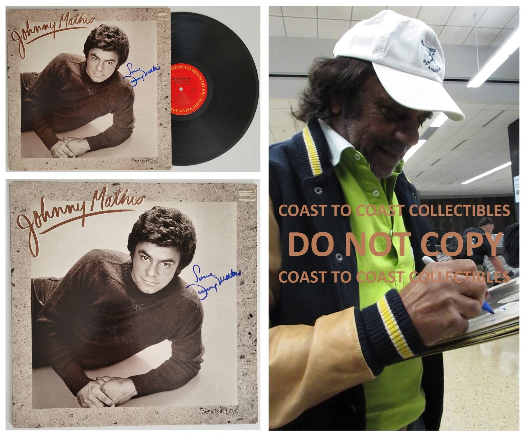 Johnny Mathis signed Friends in Love album, vinyl COA exact proof autographed STAR