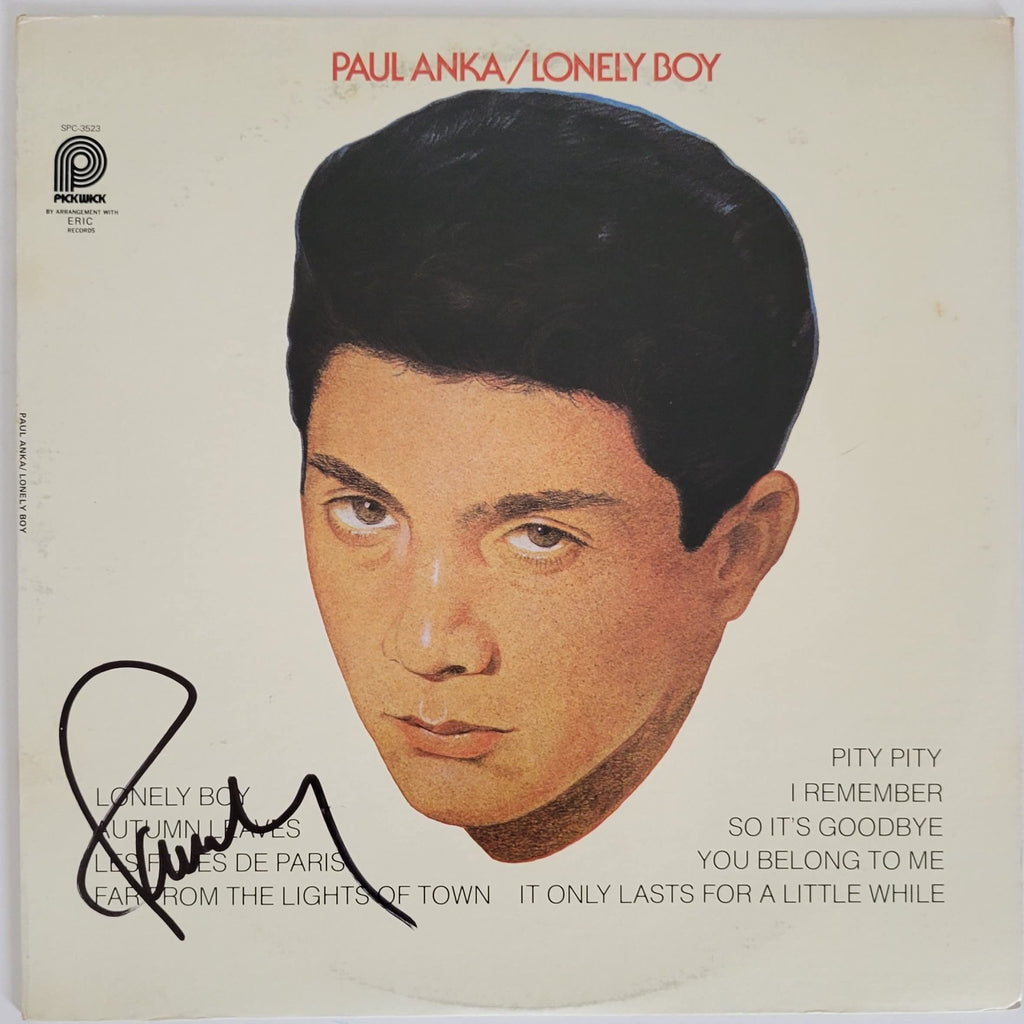 Paul Anka signed Lonely Boy album vinyl record COA proof autographed STAR