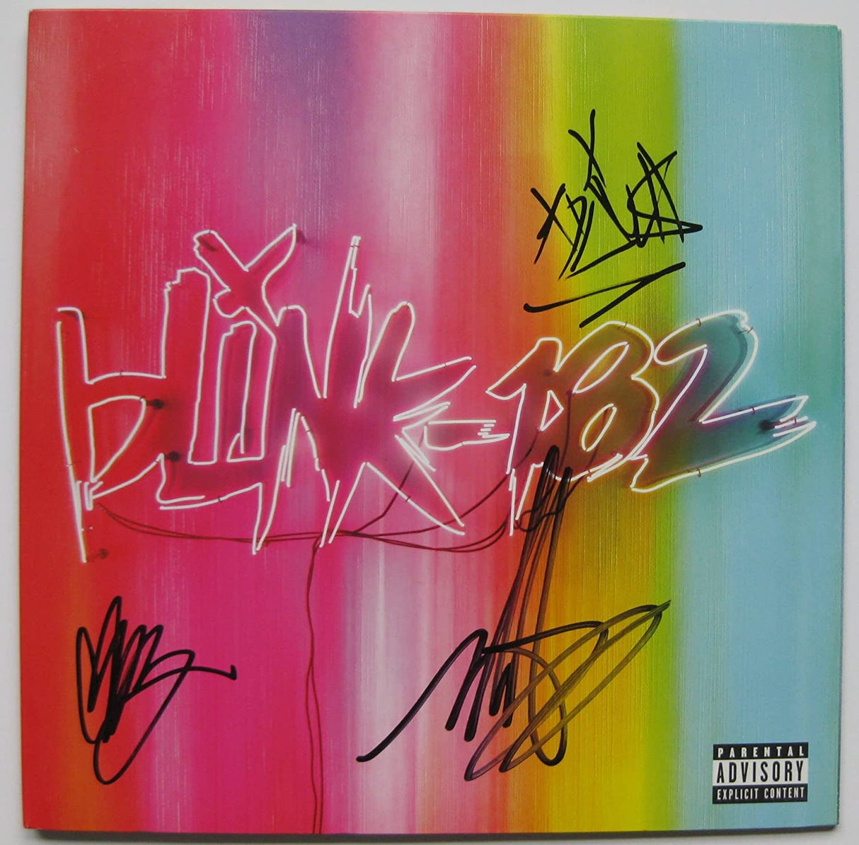 Mark Hoppus Travis Barker Matt Skiba signed Blink 182 Nine album proof Beckett STAR autograph
