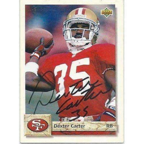 1992, Dexter Carter, San Francisco 49ers, Signed, Autographed, Upper Deck Football Card, Card # 493,
