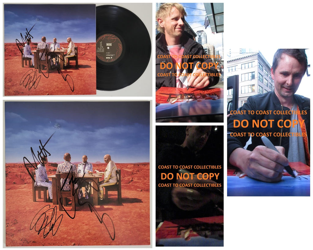Muse signed Black Holes and Revalations album vinyl record COA proof Matt Bellamy, Chris Wolstenholme, Dominic Howard STAR