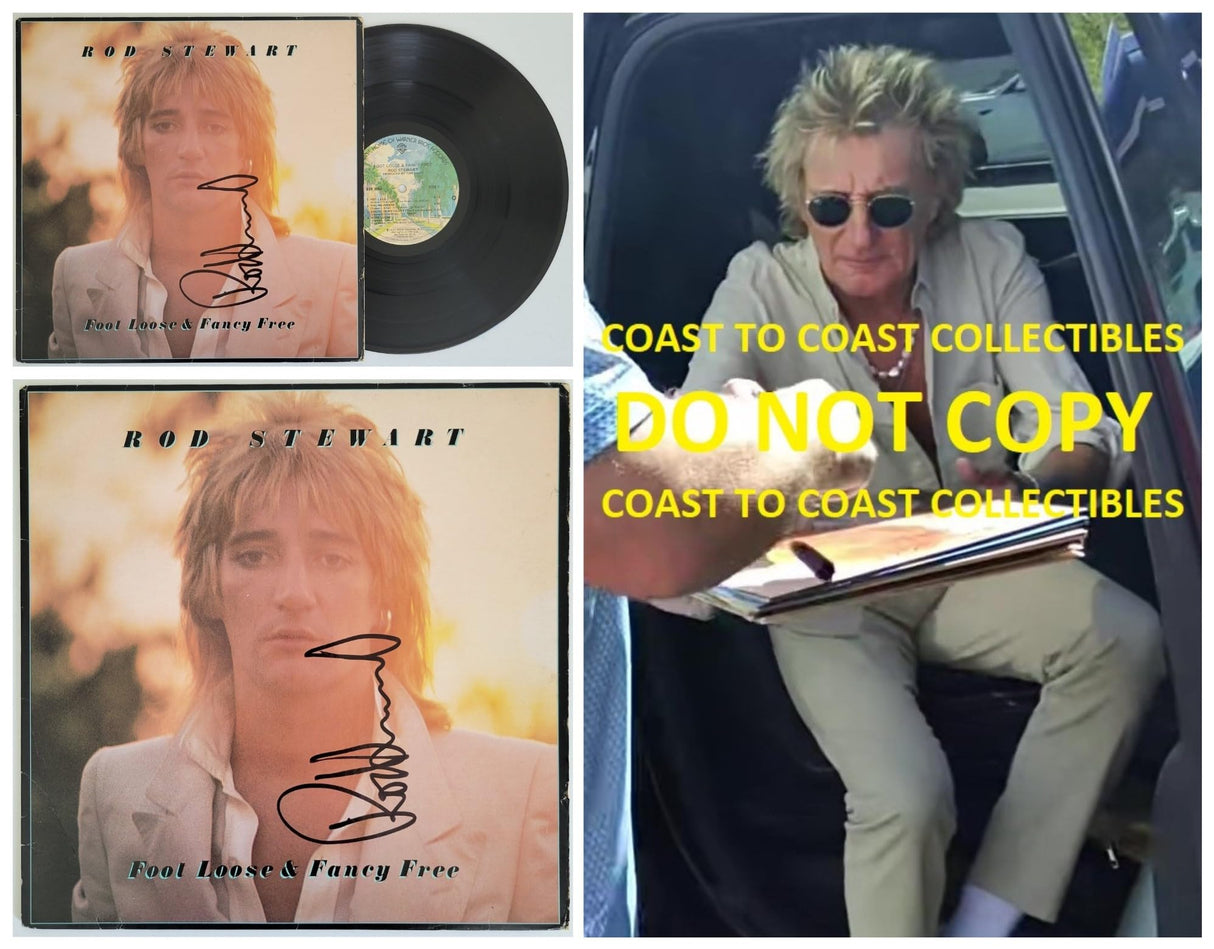 Rod Stewart signed Foot Loose & Fancy Free album vinyl record COA exact proof STAR
