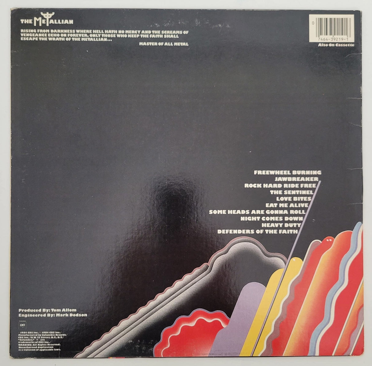 Halford Tipton Hill Downing signed Judas Priest Defenders of the Faith album COA proof star