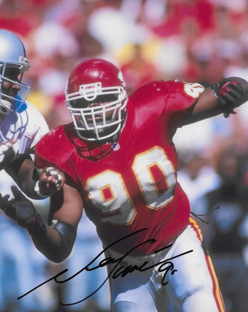 Neil Smith signed Kansas City Chiefs football 8x10 photo COA proof autographed