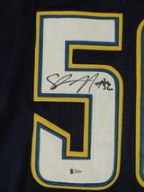 Shawne Merriman signed San Diego Chargers football jersey proof Beckett COA autographed