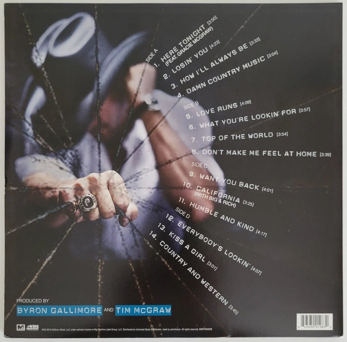 Tim McGraw signed Damn Country Music album vinyl record proof COA autographed Star