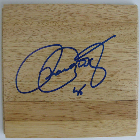 Raef LaFrentz Kansas Jayhawks Boston Celtics signed basketball floorboard COA