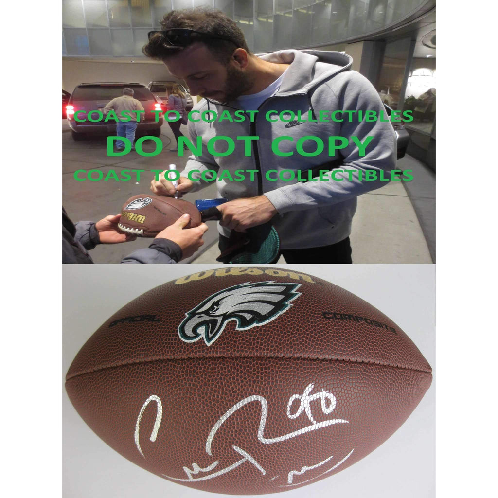 Connor Barwin Philadelphia Eagles, Signed, Autographed, NFL Logo Football,,.