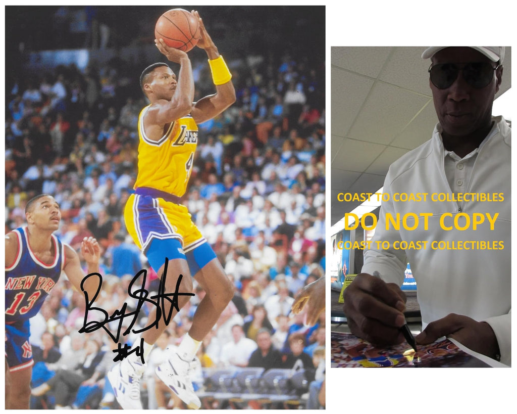 Byron Scott signed Los Angeles Lakers basketball 8x10 photo Proof COA autographed,