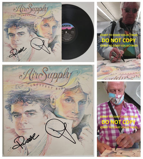 Russell Hitchcock Graham Russell signed Air Supply Greatest Hit album COA proof autographed STAR