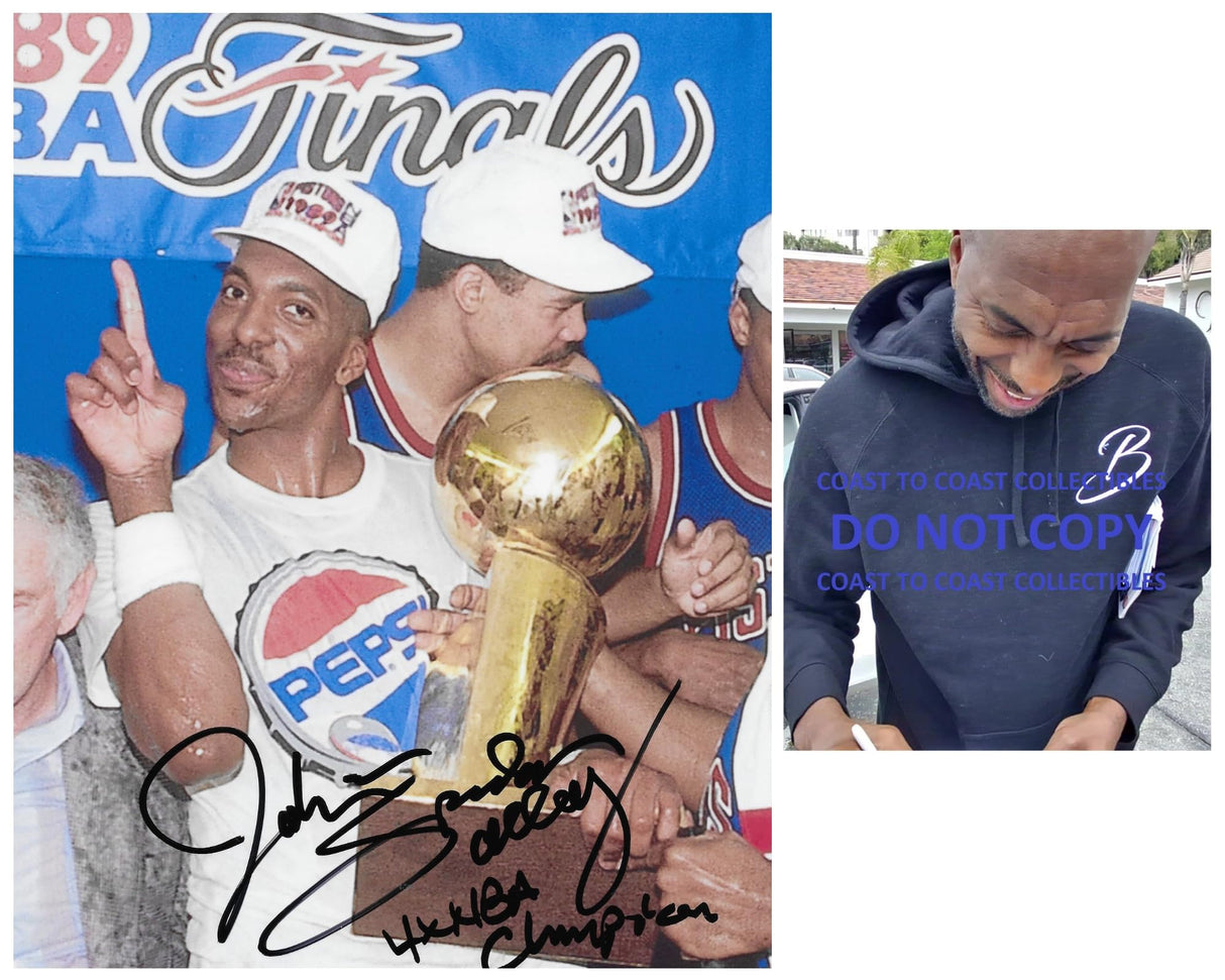 John Salley signed Detroit Pistons basketball 8x10 photo Proof COA autographed..