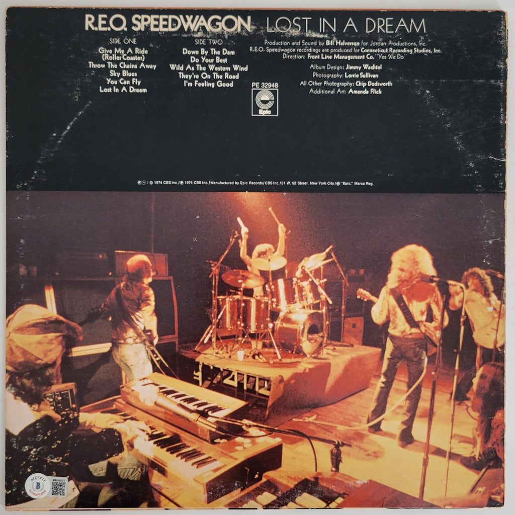 REO Speedwagon Signed REO Speedwagon Lost in a Dream Album Proof COA Autographed Vinyl Record